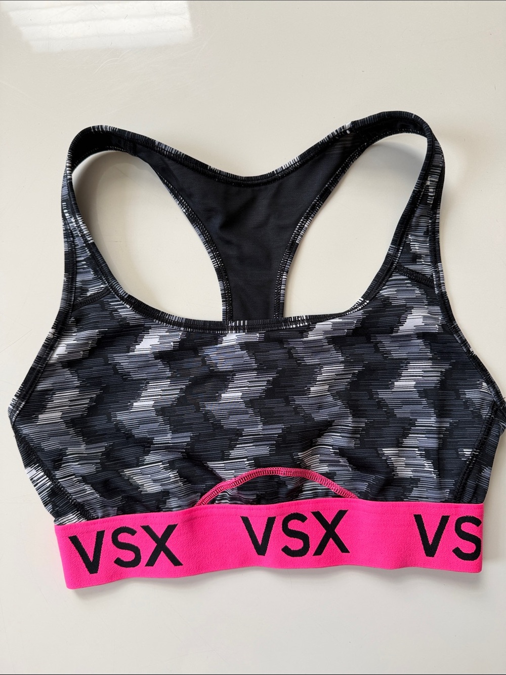 VSX Black & Hot Pink Camouflage Racerback Sports Bra
